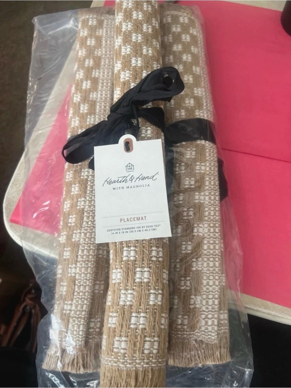Hearth & Hand Tan and White Woven Placemats - Set of 4